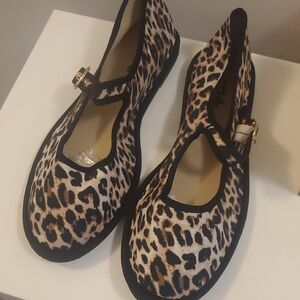 Soda Leopard Print Flats with Black Trim